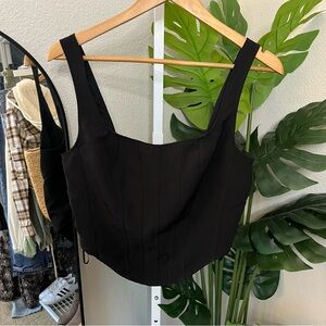 🖤 Sincerely Jules Black Structured Corset Top Sz L | Edgy Minimalist Crop